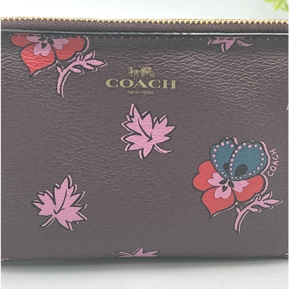 Coach Wildflower Print‎ Dk Lt Purple Wristlet Wallet F12521 New Limited Edition - Picture 2 of 11